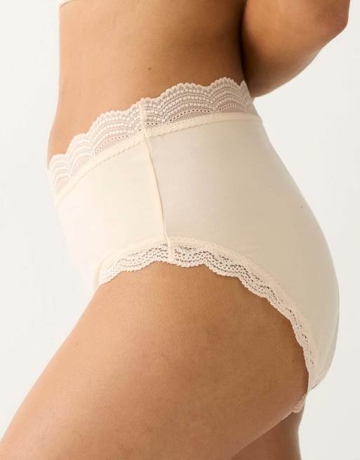 Stripe and Stare High rise knicker four pack in beige, 4 of 7