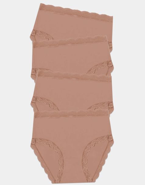 Stripe and Stare High rise knicker four pack in brown - view 1