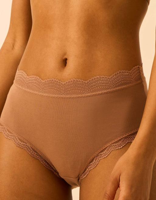 Stripe and Stare High rise knicker four pack in brown, 2 of 6
