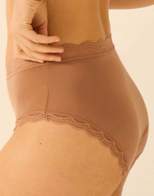 Stripe and Stare High rise knicker four pack in brown, 5 of 6