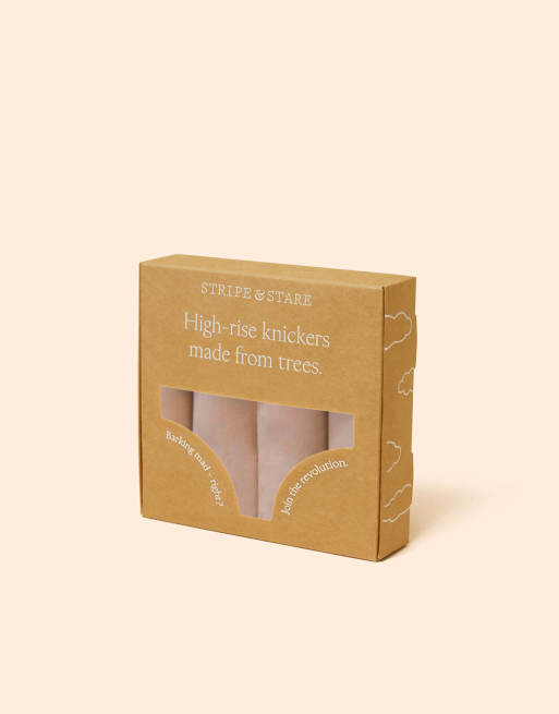 Stripe and Stare High rise knicker four pack in brown, 6 of 6