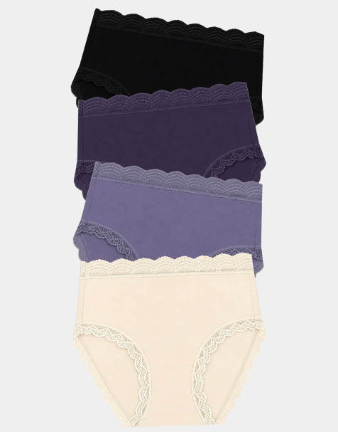 Stripe and Stare High rise knicker four pack in navy - view 1