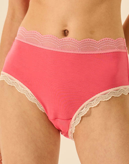 Stripe and Stare High rise knicker four pack in peach, 3 of 6