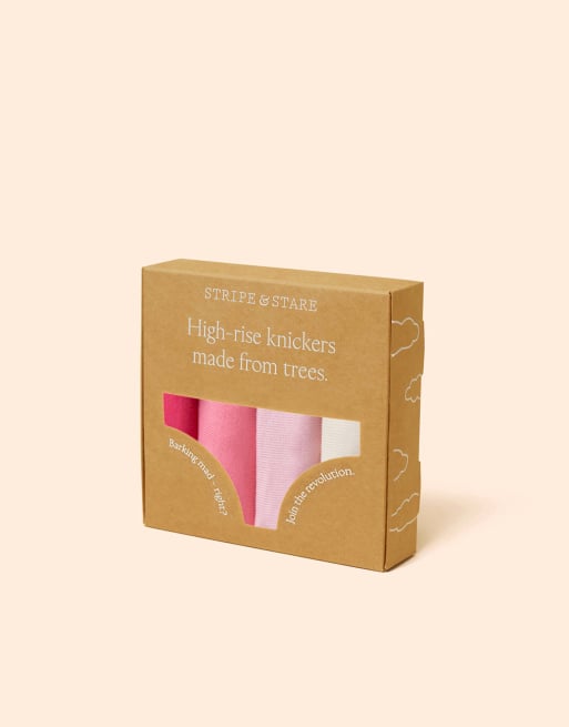 Stripe and Stare High rise knicker four pack in peach, 6 of 6