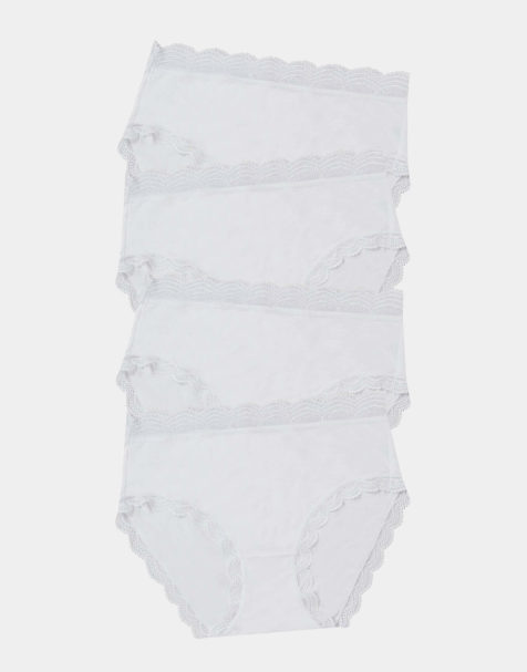 Stripe and Stare High rise knicker four pack in white - view 1