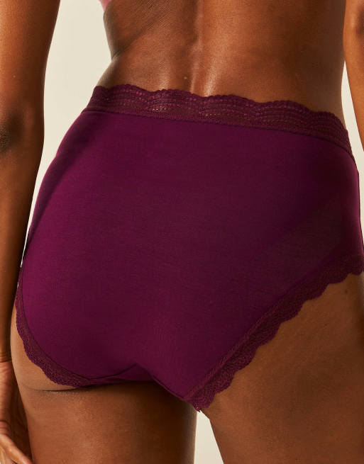 Stripe and Stare High rise knicker in burgundy, 2 of 7