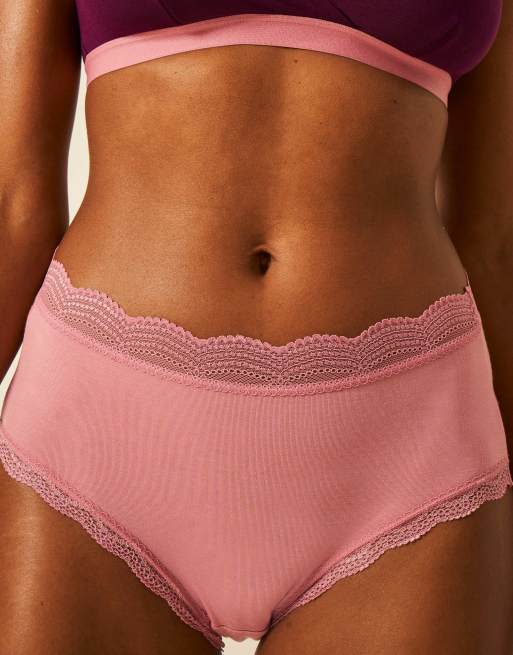 Stripe and Stare High rise knicker in burgundy, 3 of 7