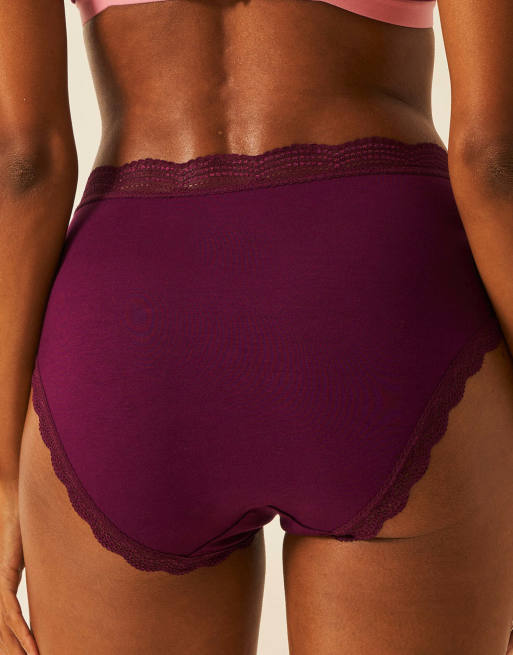 Stripe and Stare High rise knicker in burgundy, 5 of 7