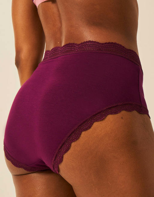 Stripe and Stare High rise knicker in burgundy, 6 of 7