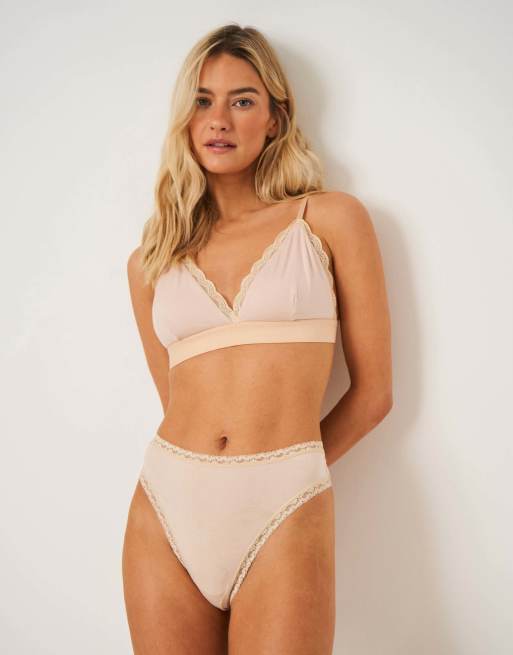Stripe and Stare High waisted thong four pack in beige, 2 of 4