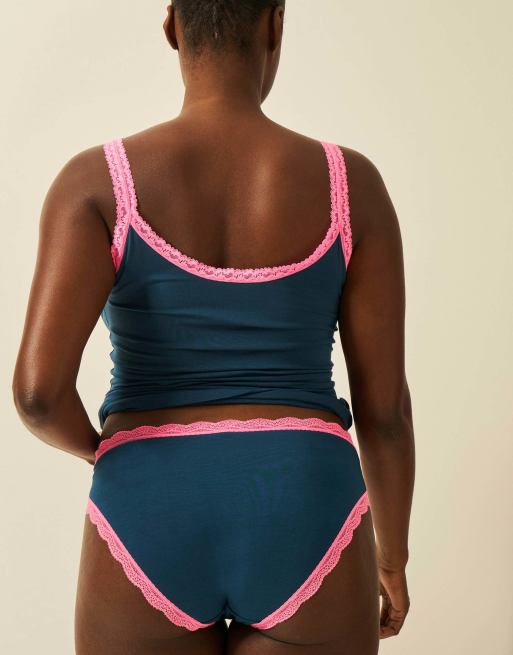 Stripe and Stare Lace cami in navy, 2 of 6