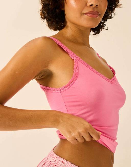 Stripe and Stare Lace cami in pink, 4 of 4