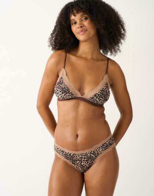 Stripe and Stare Light lace triangle bra in brown, 4 of 5