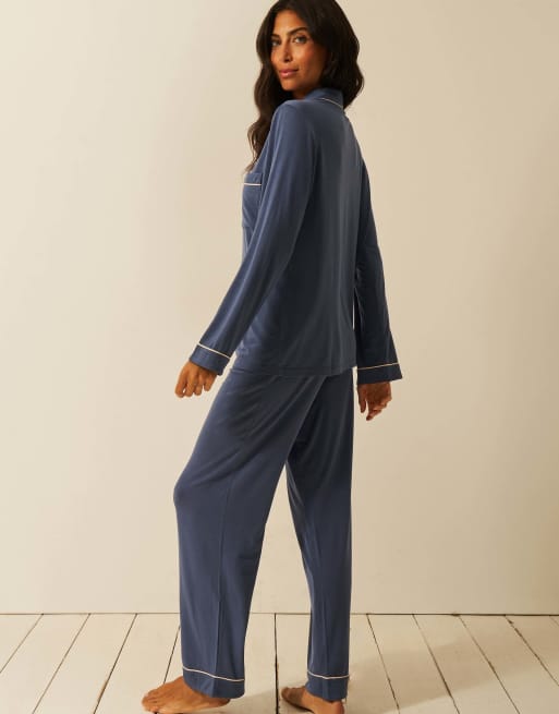 Stripe and Stare Long pyjama set in blue, 2 of 5