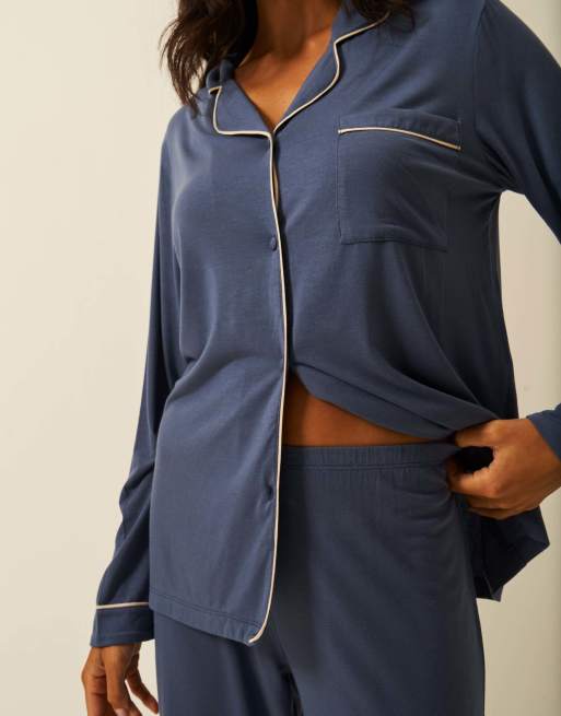 Stripe and Stare Long pyjama set in blue, 3 of 5