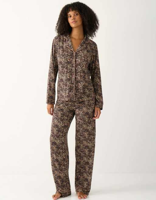 Stripe and Stare Long pyjama set in brown, 2 of 5