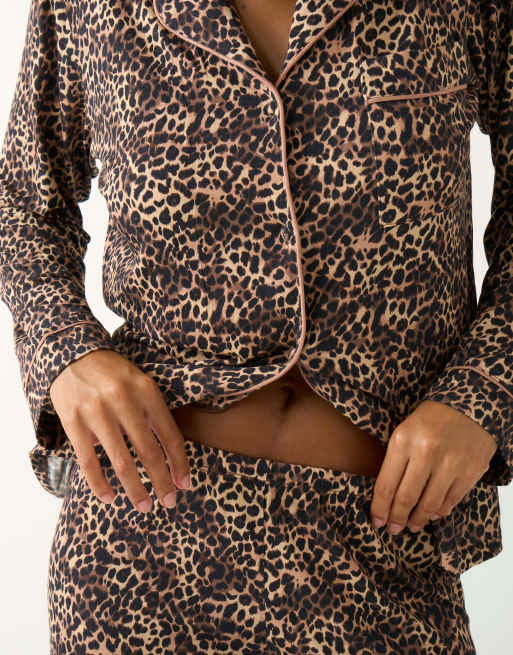 Stripe and Stare Long pyjama set in brown, 4 of 5
