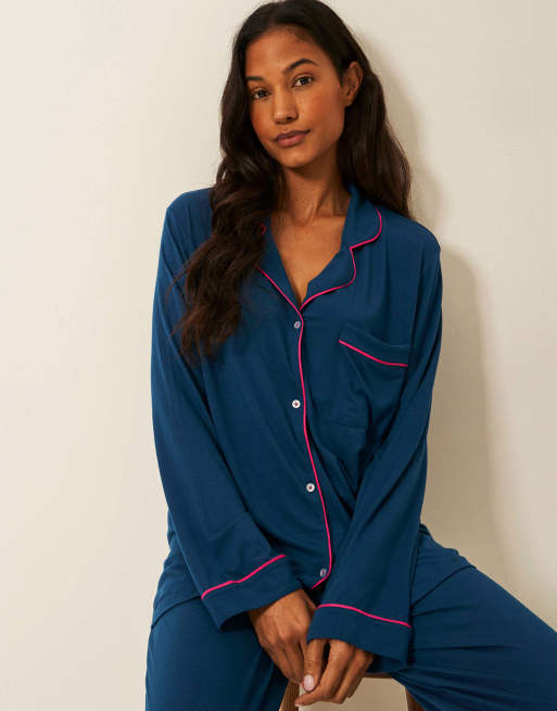 Stripe and Stare Long pyjama set in navy, 5 of 7