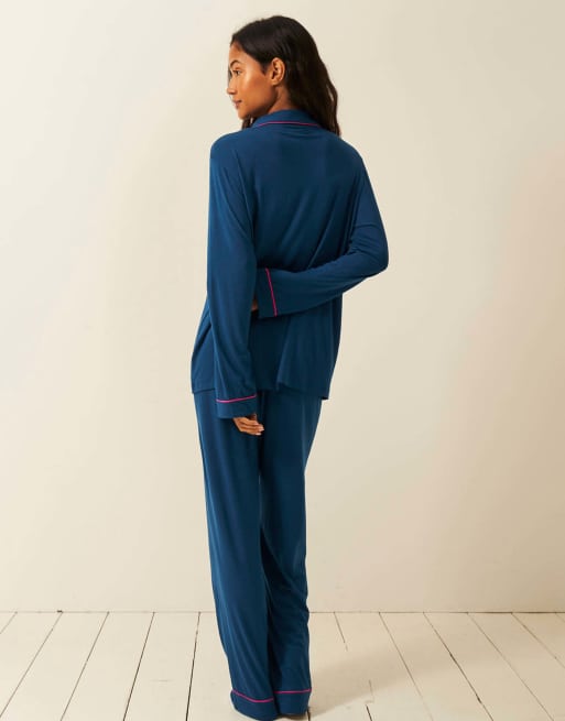Stripe and Stare Long pyjama set in navy, 6 of 7