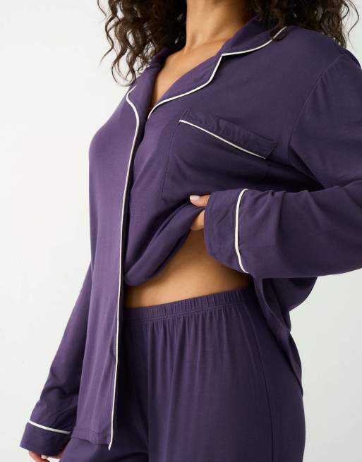 Stripe and Stare Long pyjama set in navy, 5 of 5
