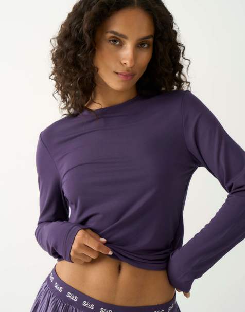 Stripe and Stare Long sleeve under layer top in navy - view 1