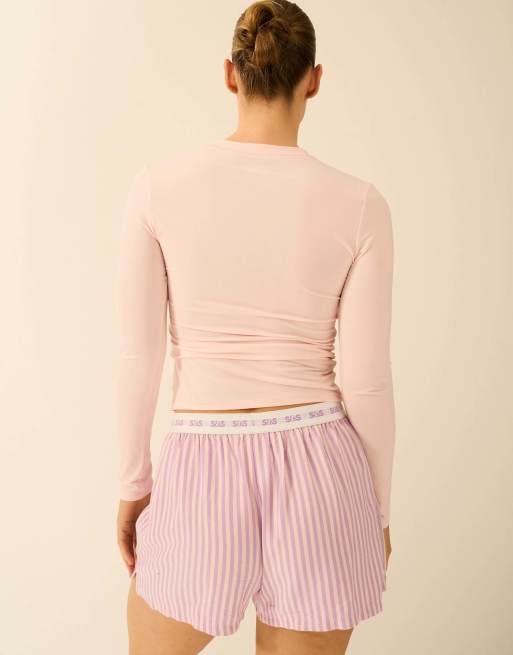 Stripe and Stare Long sleeve under layer top in pink, 2 of 7