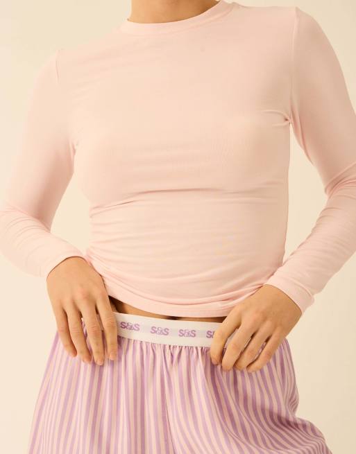 Stripe and Stare Long sleeve under layer top in pink, 3 of 7