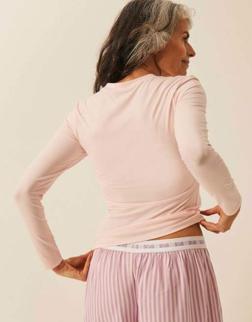 Stripe and Stare Long sleeve under layer top in pink, 6 of 7