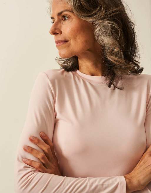Stripe and Stare Long sleeve under layer top in pink, 7 of 7