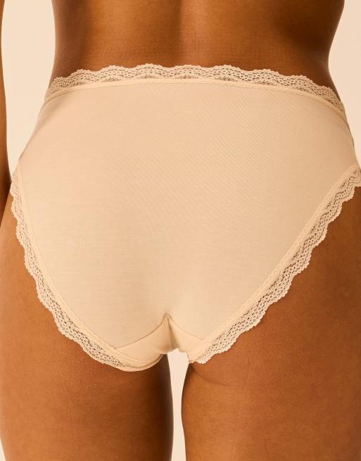 Stripe and Stare Mid rise high leg knicker four pack in beige, 3 of 7