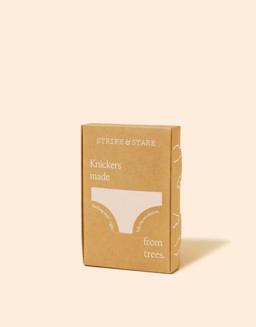 Stripe and Stare Mid rise high leg knicker four pack in beige, 7 of 7