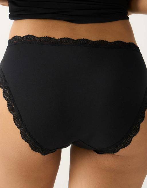 Stripe and Stare Mid rise high leg knicker four pack in black, 6 of 7