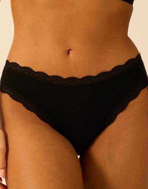 Stripe and Stare Mid rise high leg knicker four pack in black, 7 of 7