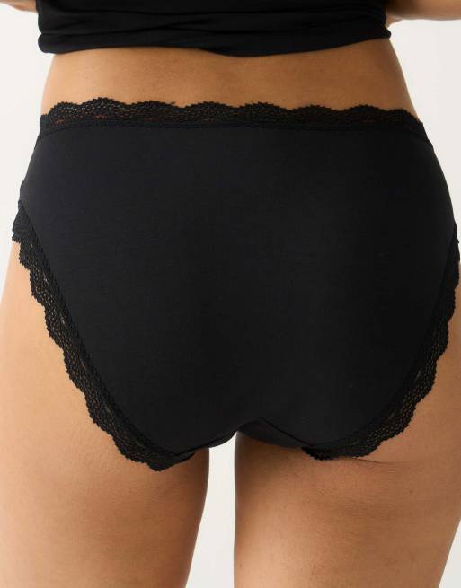 Stripe and Stare Mid rise high leg knicker four pack in black, 2 of 7