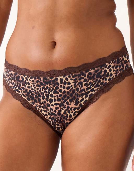 Stripe and Stare Mid rise high leg knicker four pack in brown, 5 of 6