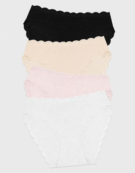 Stripe and Stare Mid rise high leg knicker four pack in multi - view 1