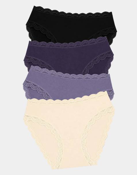 Stripe and Stare Mid rise high leg knicker four pack in navy - view 1