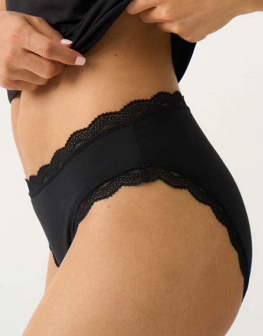 Stripe and Stare Mid rise high leg knicker four pack in navy, 4 of 7