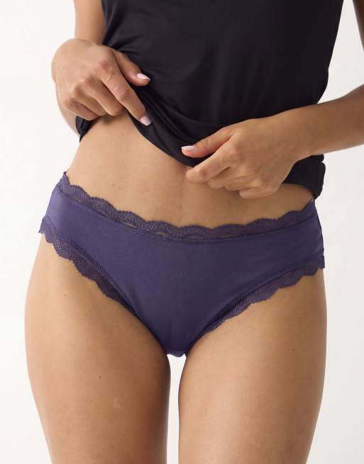 Stripe and Stare Mid rise high leg knicker four pack in navy, 6 of 7