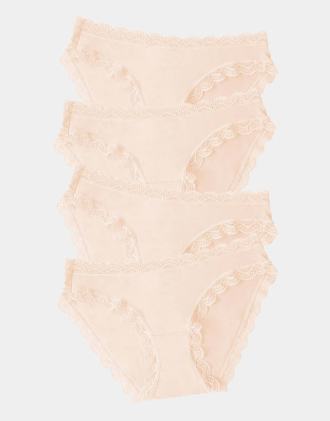Stripe and Stare Original knicker four pack in beige - view 1