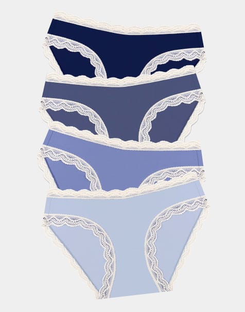 Stripe and Stare Original knicker four pack in blue - view 1