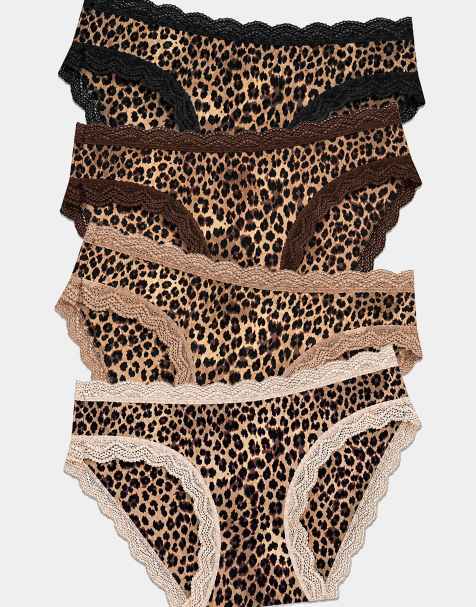Stripe and Stare Original knicker four pack in brown - view 1