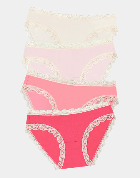 Stripe and Stare Original knicker four pack in peach - view 1