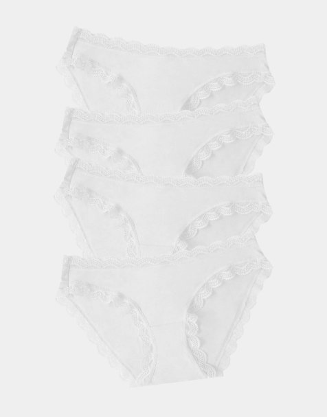 Stripe and Stare Original knicker four pack in white - view 1