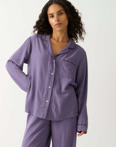 Stripe and Stare Pyjama top in navy - view 1