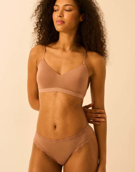 Stripe and Stare Smooth sculpt padded bra in brown, 4 of 7