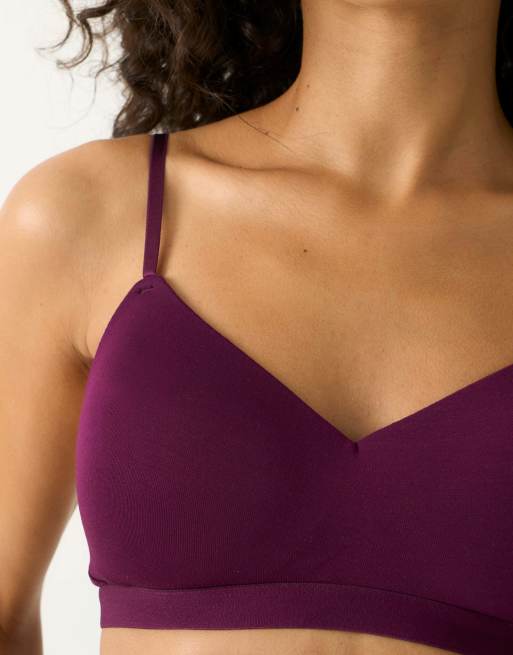 Stripe and Stare Smooth sculpt padded bra in burgundy, 4 of 7