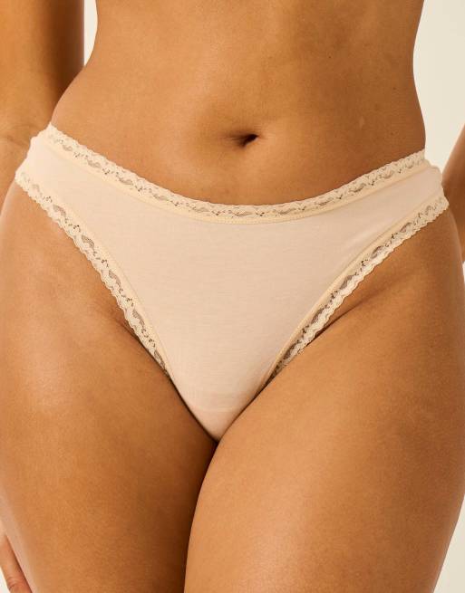 Stripe and Stare Thong four pack in beige, 3 of 7