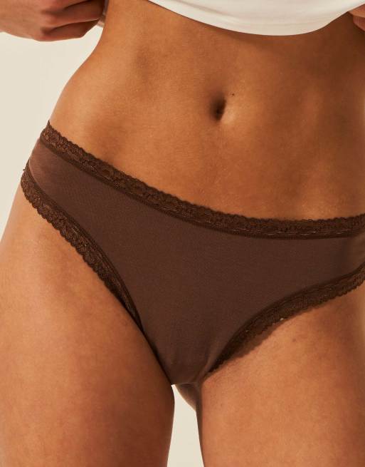 Stripe and Stare Thong four pack in chocolate, 3 of 4