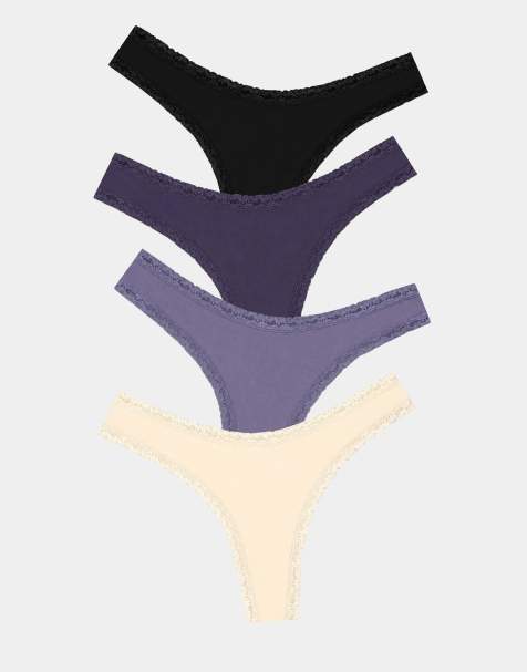 Stripe and Stare Thong four pack in navy - view 1